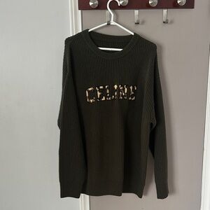 Celine Dark Green Knit Sweater oversized fit